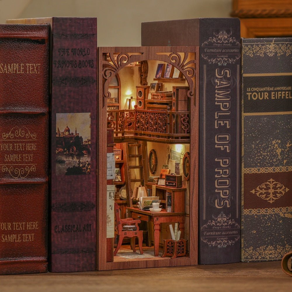 Diy Book Nook Kit 3d Wooden Puzzle Miniature Book Nook - Temu