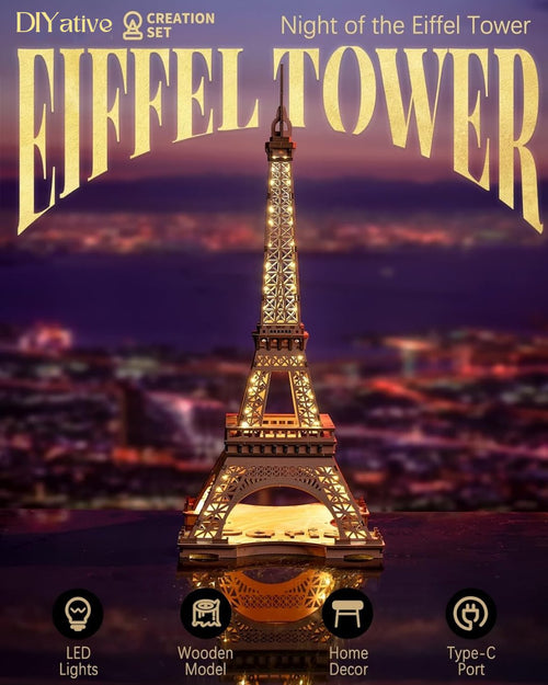 Starry Eiffel Tower 3D Wooden Puzzle - DIYative™
