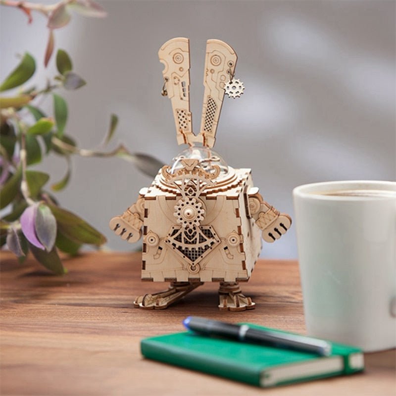Steampunk Bunny Music Box 3D Wooden Puzzle - DIYative™