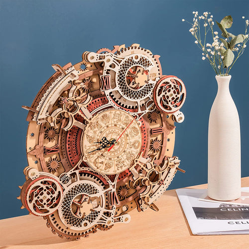 Zodiac Wall Clock Mechanical Time Art Engine 3D Wooden Puzzle - DIYative™