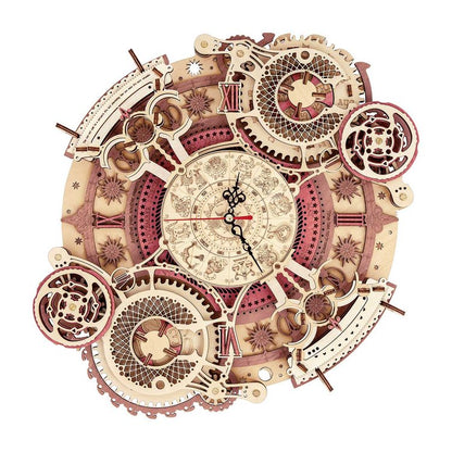 Zodiac Wall Clock Mechanical Time Art Engine 3D Wooden Puzzle - DIYative™